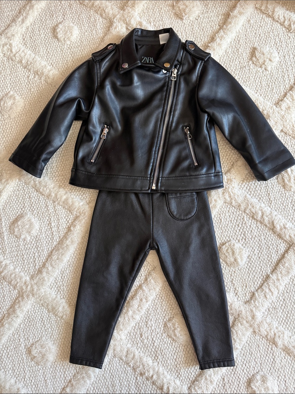 Zara Faux Leather Jacket and Leggings